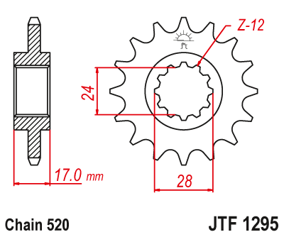 JT SPROCKETS gear wheel JTF1295.15 (295M15JT)